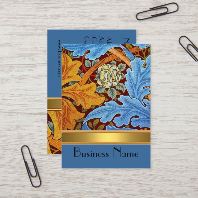 Visitenkarte Vintag Print William Morris Gold (Vorderseite/Rückseite Beispiel)