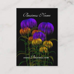 Visitenkarte Vintage Schwarz Gelb Blau Blumen