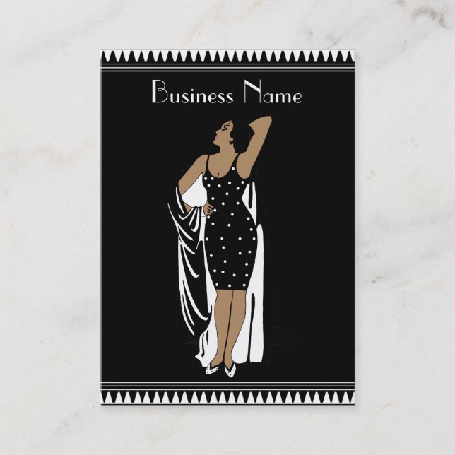 Visitenkarte Vintager Glamour Girl Schwarz-weiß (Vorderseite)
