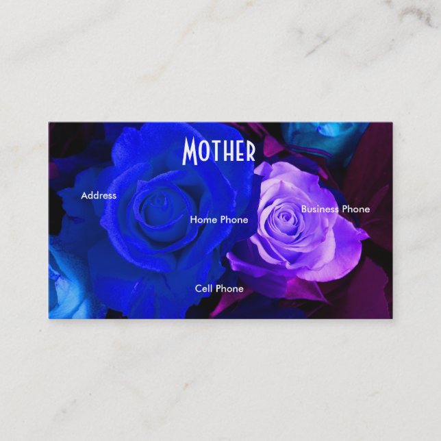 Visitenkarte von Mutterblau Lila Rose (Vorderseite)