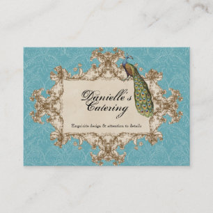 Visitenkarten - Blaue Vintage-Pfau & Etchings Visitenkarte
