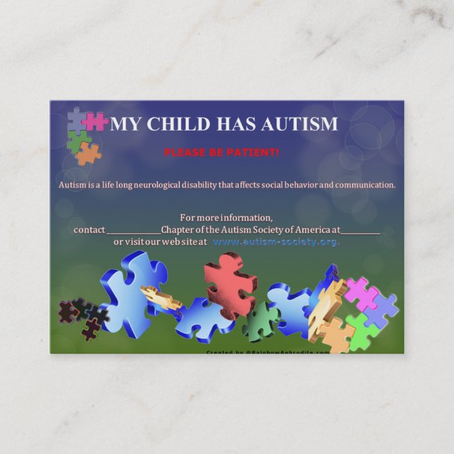 Visitenkarten für die intolerante Visitenkarte (Vorderseite)