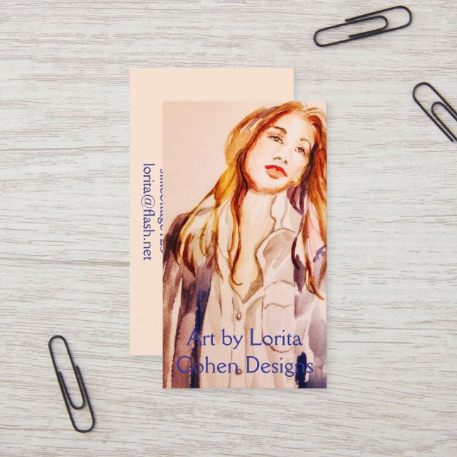 Visitenkarten für Frauen in Aquarellen von Lorita  Visitenkarte (Vorderseite/Rückseite Beispiel)