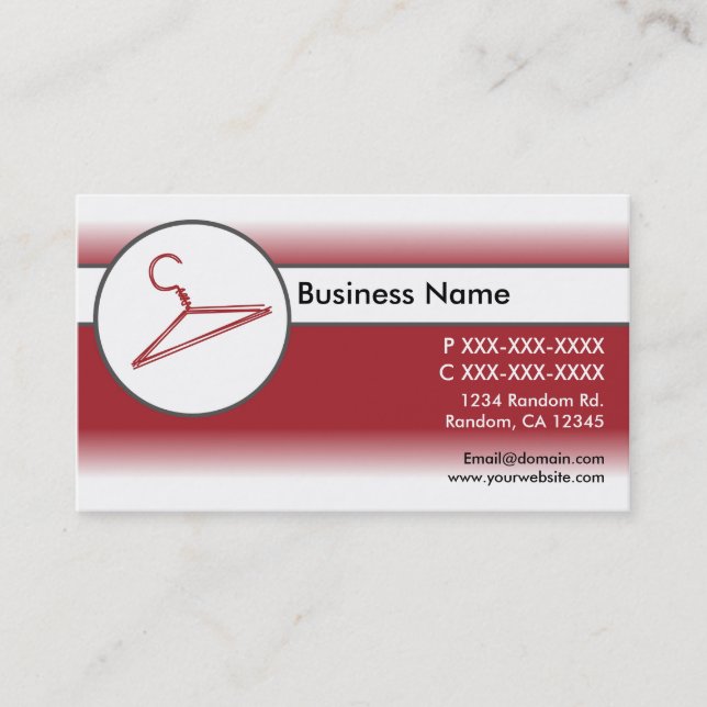 Visitenkarten für Kleiderbügel, rot, weiß Visitenkarte (Vorderseite)