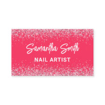 Visitenkarten für Nail Artist Hot Pink Glitzer