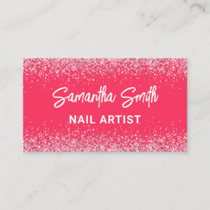 Visitenkarten für Nail Artist Hot Pink Glitzer Visitenkarte