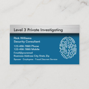 Visitenkarten für private Sicherheitsdetektive Visitenkarte