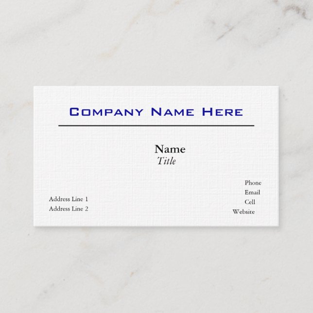 Visitenkarten für White Linen Visitenkarte (Vorderseite)