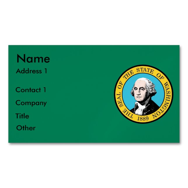Visitenkarten Magnet mit Flag Washington, USA (Vorderseite)