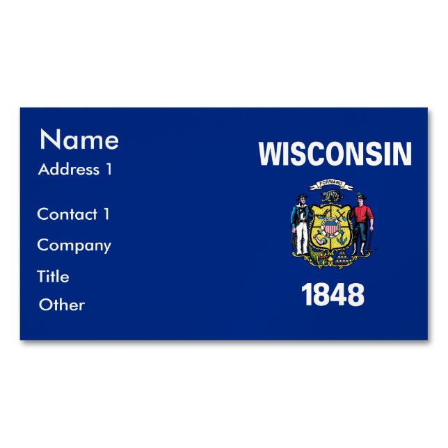 Visitenkarten-Magnet mit Flag Wisconsin, USA Magnetische Visitenkarte (Vorderseite)