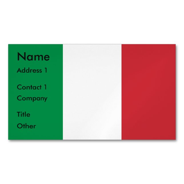 Visitenkarten-Magnet mit Flagge Italiens Magnetische Visitenkarte (Vorderseite)