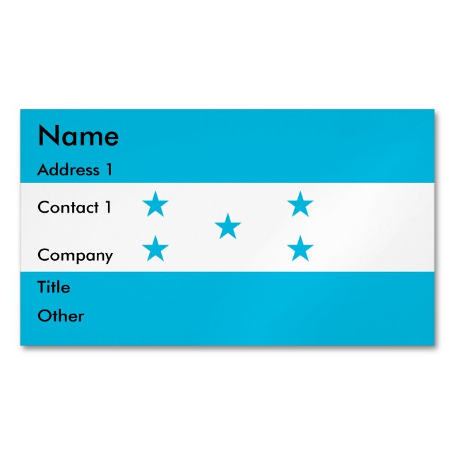 Visitenkarten-Magnet mit Flagge von Honduras Magnetische Visitenkarte (Vorderseite)