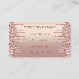 Visitenkarten mit Rose Gold Blush Glitzer Tropfen Visitenkarte