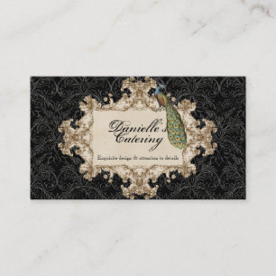 Visitenkarten - schwarzer Vintage-Pfau und Etching Visitenkarte