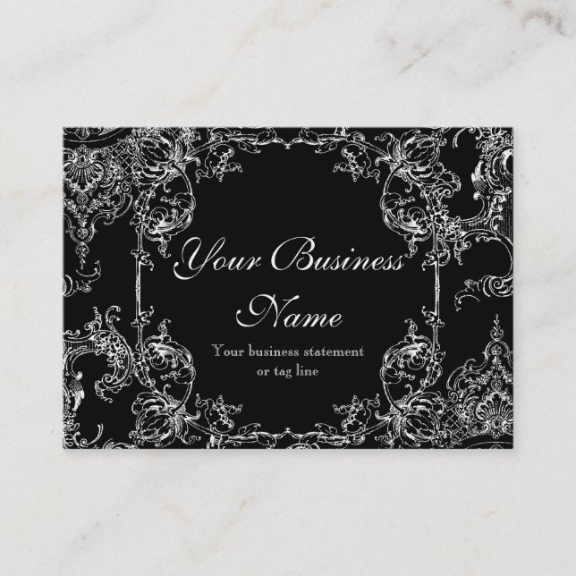 Visitenkarten - Toile Damask Blumenroque wirbeln Visitenkarte (Vorderseite)
