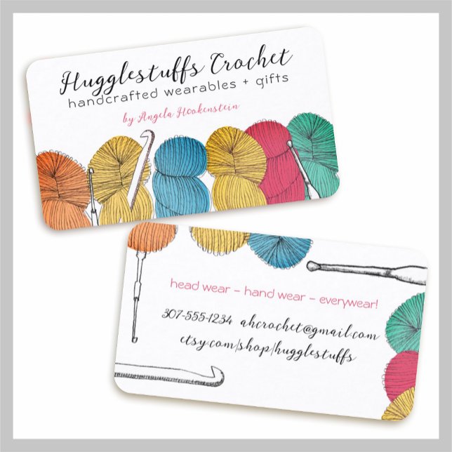 Visitenkartenhaken aus gezogenem Garn Visitenkarte (Von Creator hochgeladen)