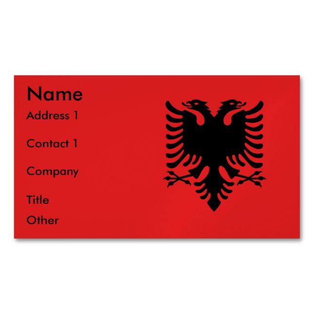 Visitenkartenmagazin mit Flagge Albaniens Magnetische Visitenkarte (Vorderseite)