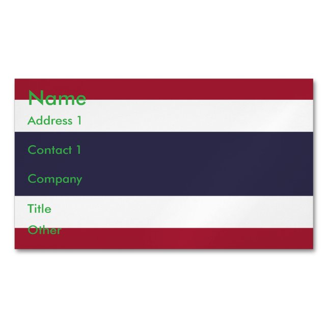 Visitenkartenmagnet mit Flagge Thailands (Vorderseite)