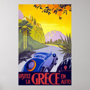 Visitez La Grece en Auto Griechenland Poster