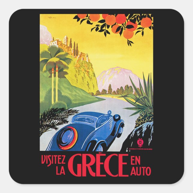 Visitez La Grece en Auto Quadratischer Aufkleber (Vorderseite)