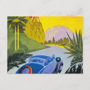 Visitez La Grece en Auto Retro Holiday Poster Postkarte