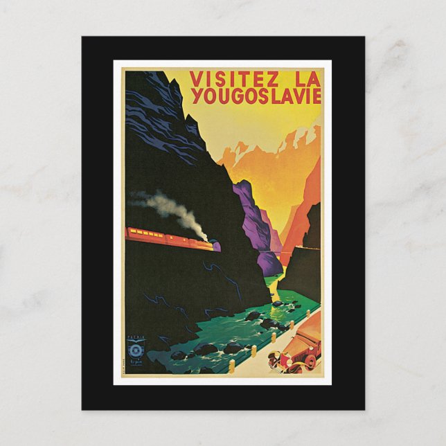 "Visitez la Yougoslavie" Vintage Travel Poster Postkarte (Vorderseite)