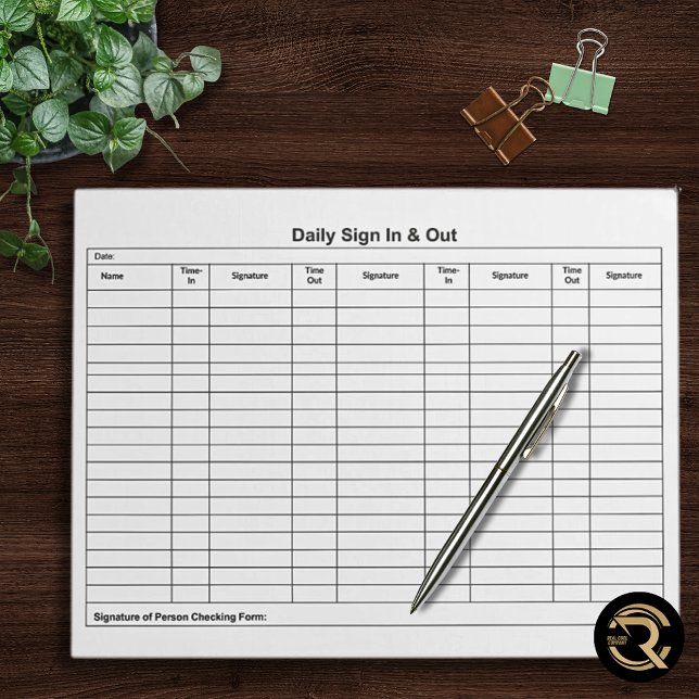 Visitor Sign In Sign Out Tracker Notizblock (Von Creator hochgeladen)