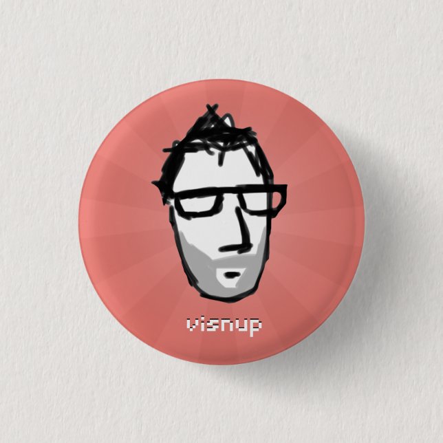 visnup Knopf (rot) Button (Vorderseite)