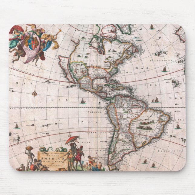 Visscher-Karte der Neuen Welt Mousepad (Vorne)