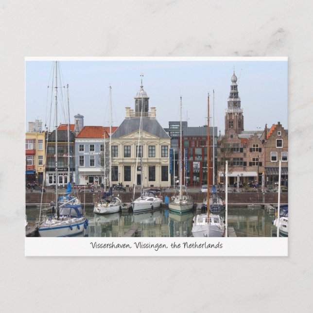 Vissershaven View, Vlissingen, Niederlande Postkarte (Vorderseite)