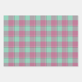 Vista Blue and Turkish Rose Plaid Green Pink Geschenkpapier Set