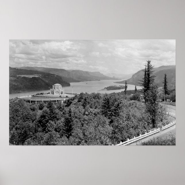 Vista House & Crown Point auf dem Columbia River Poster (Vorne)