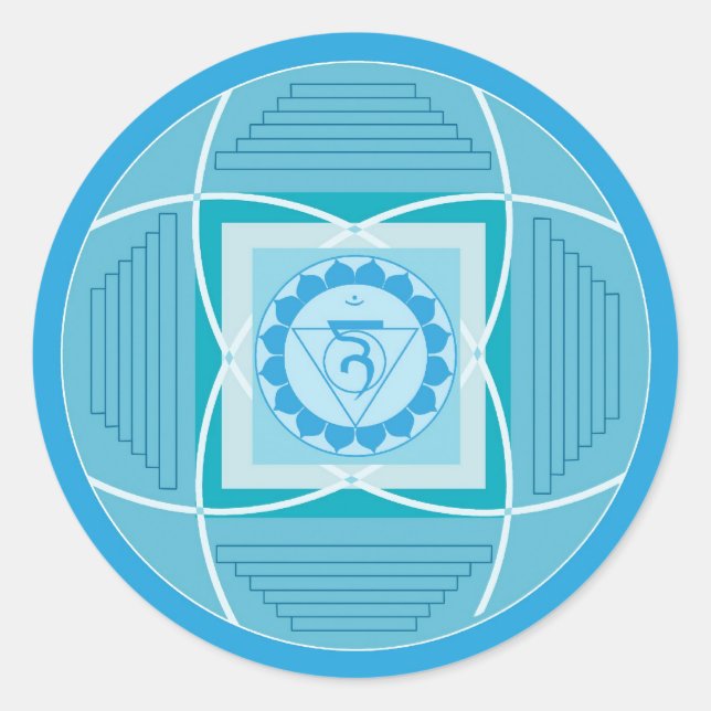 Visuddha Chakra Mandala Runder Aufkleber (Vorderseite)