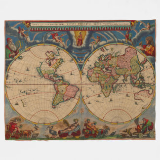 Visuell Atemberaubend lebendige Vintage Alte Weltk Fleecedecke