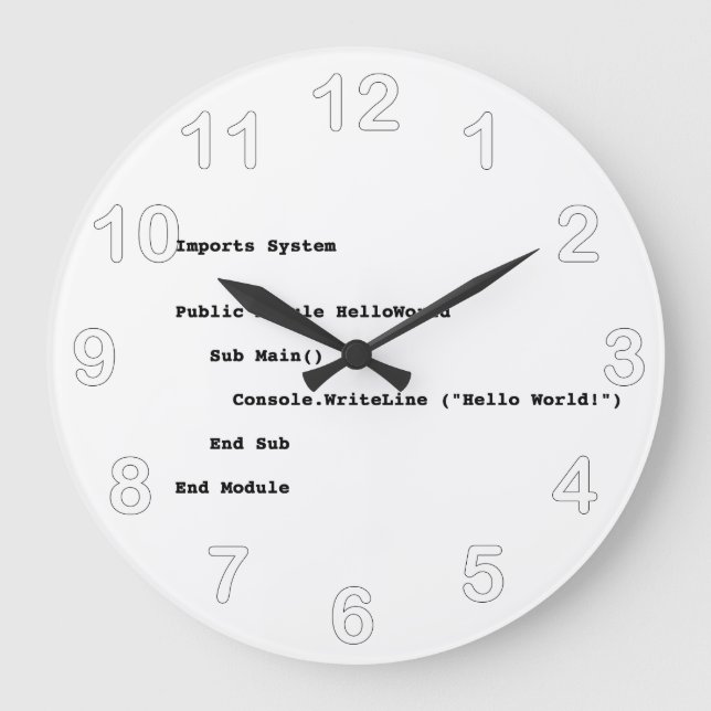 Visuell Basic Hello World Gruß Große Wanduhr (Vorderseite)