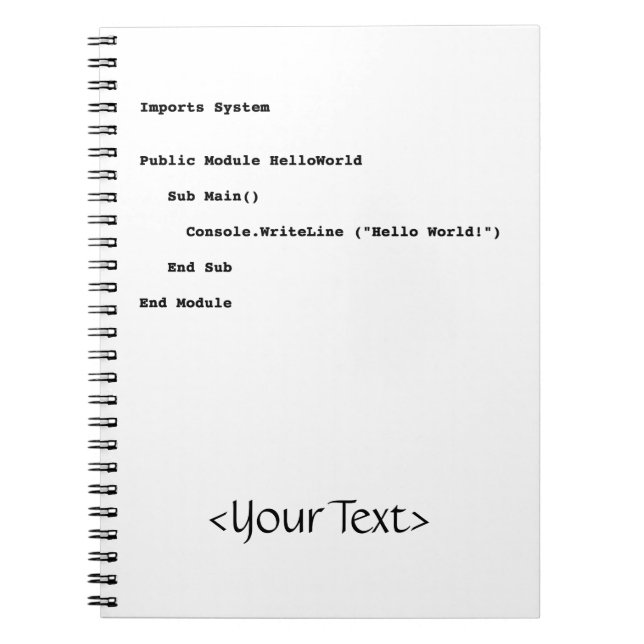 Visuell Basic Hello World Gruß Notizblock (Vorderseite)