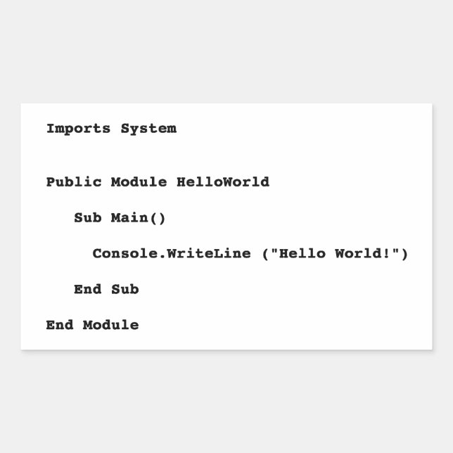 Visuell Basic Hello World Gruß Rechteckiger Aufkleber (Vorderseite)