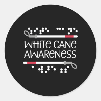 Visuell Braille White Cane Awareness Blind Low Vis Runder Aufkleber