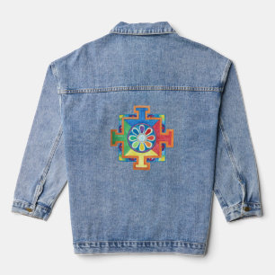 Visuelle Harmonie Mandala der Schöpfung Wasserfarb Jeansjacke