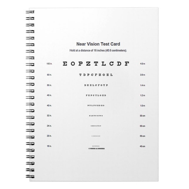 Visuelle Prüfung der Nahsichtprüfkarte Notizblock (Vorderseite)