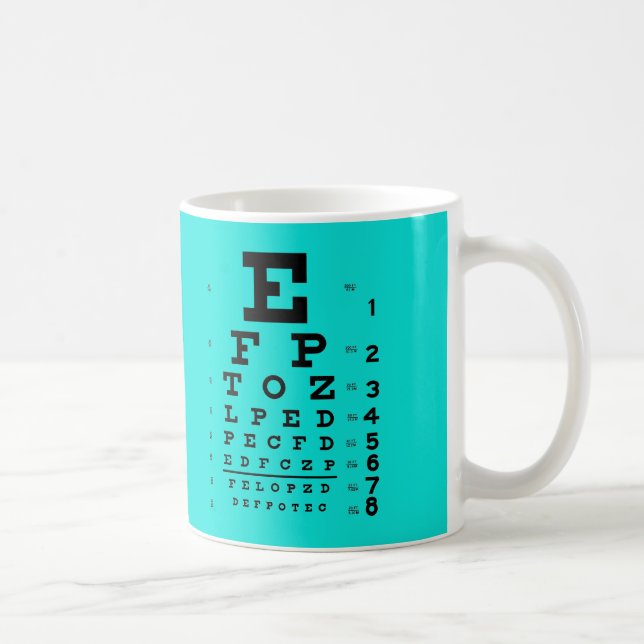 Visueller Schärfe-Test-cyan-blaues Kaffeetasse (Rechts)