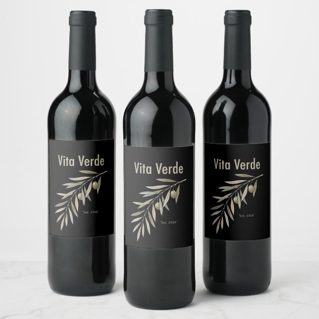 Vita Verde Collection Schwarz Weinetikett (Flaschen)
