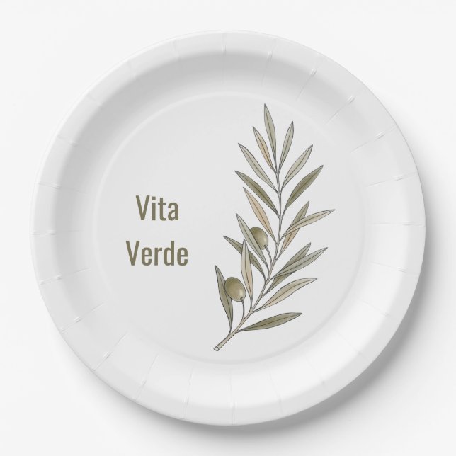 Vita Verde Kollektion Weiß Pappteller (Vorderseite)