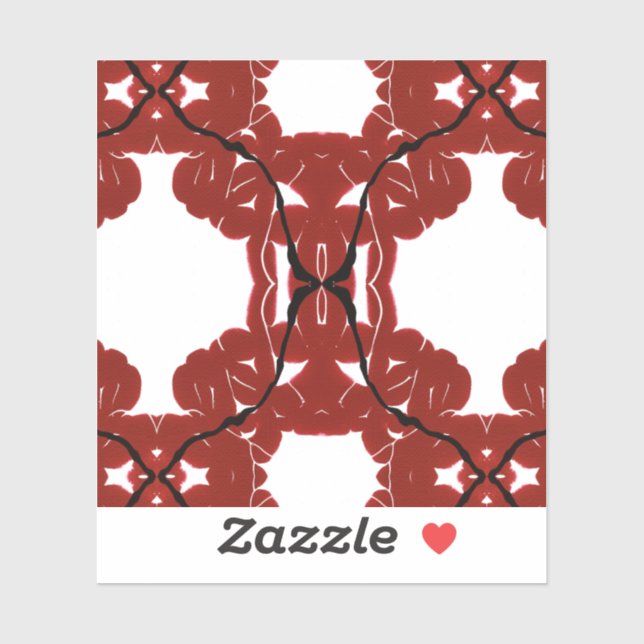 Vitae Abstract Red and Black on White Fluid Art Aufkleber (Blatt)