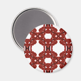 Vitae Abstract Red and Black on White Fluid Art Magnet