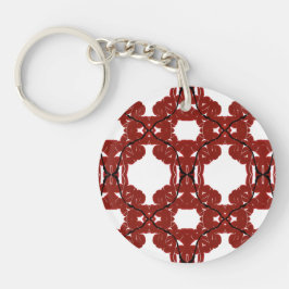 Vitae Abstract Red and Black on White Fluid Art Schlüsselanhänger