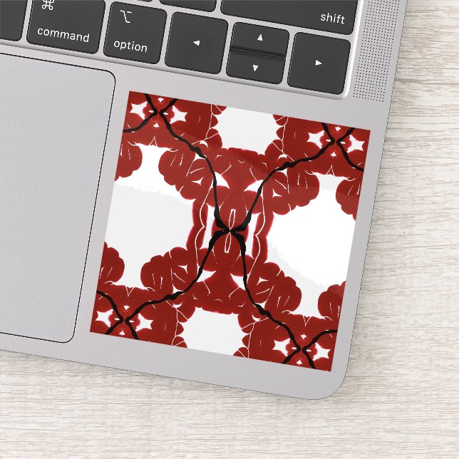 Vitae Abstract Rot und Schwarz auf Weiß Fluid Art Aufkleber (Detail)