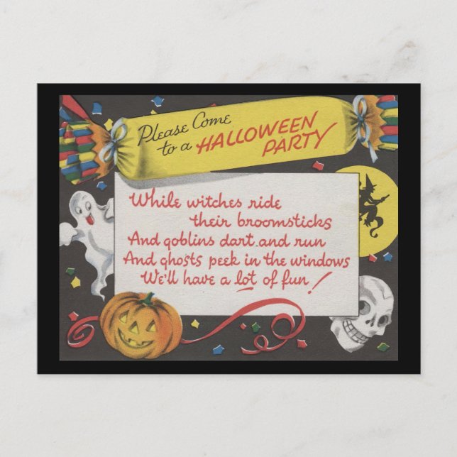 Vitage Spooky Halloween 4 Postkarte (Vorderseite)