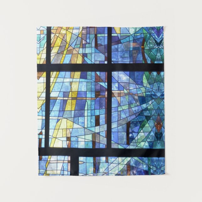 Vitalismus Abstrakt Zeitgenössisches Vitralium Blu Wandteppich (Vorderseite)