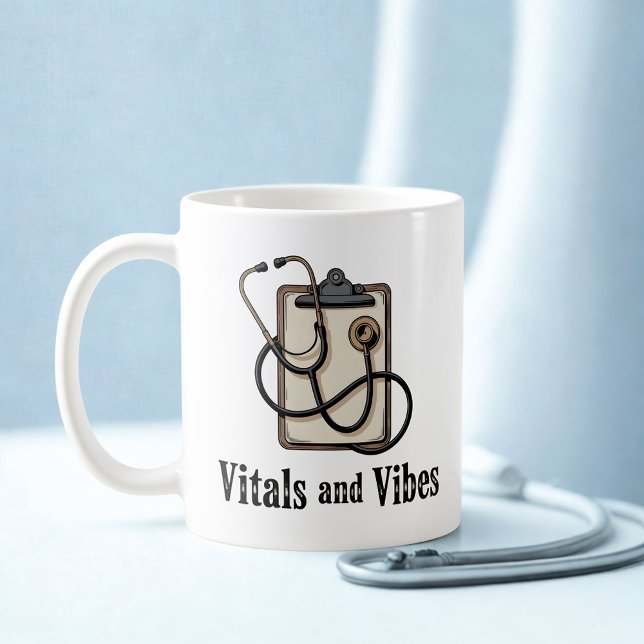Vitals and Vibes | Healthcare Humor Design   Kaffeetasse (Von Creator hochgeladen)